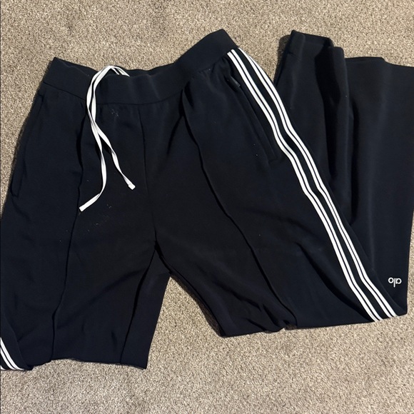 ALO Yoga Athletic Track Pants Black with White Stripes - Large - Worn Once - Picture 2 of 3